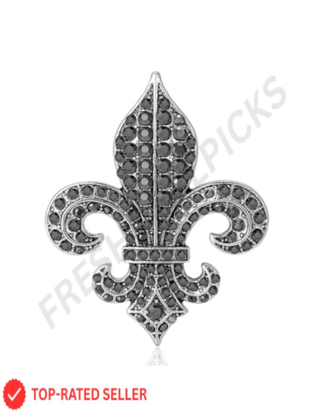 Rhinestone Fleur-de-Lis Brooch Pin Unisex Gothic Jewelry for Casual Parties